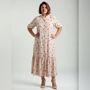 Rosa Clothing Short Sleeved Dot Print Maxi Dress